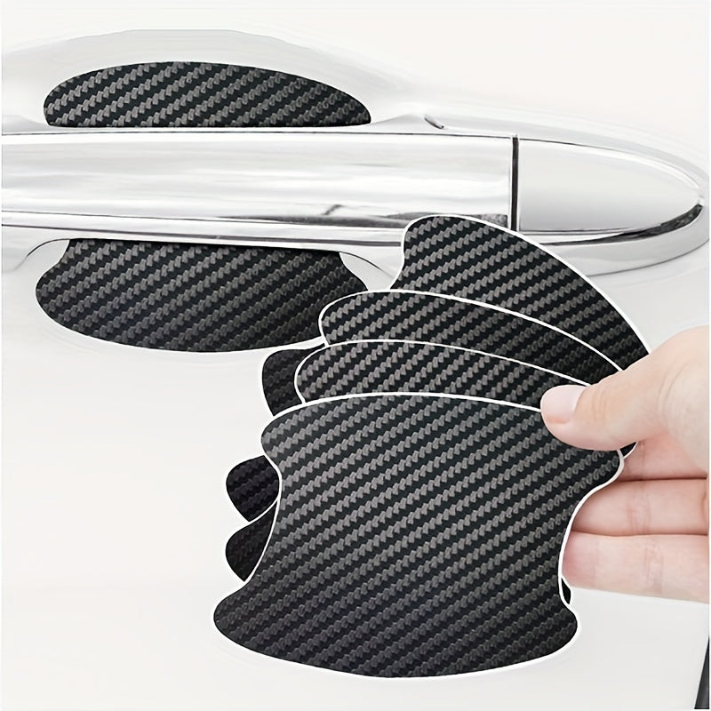 4 Piezas De Película Protectora Para Manija De Puerta De Automóvil, Protector Adhesivo Para Manija De Puerta De Automóvil, Película Protectora Universal Para Manija De Puerta De Automóvil De Fibra De Carbono