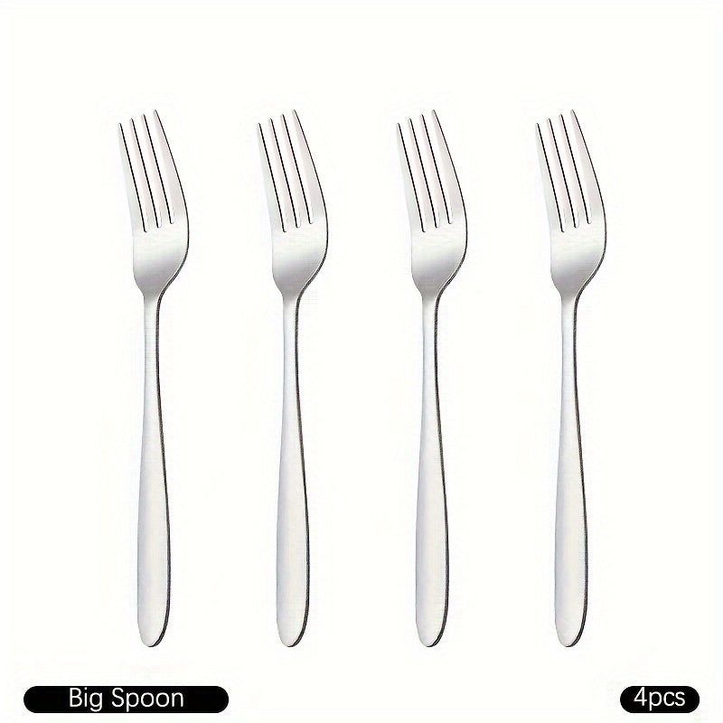 4 piezas/8 piezas tenedores de mesa de acero inoxidable, tenedores para comer con mango largo, tenedores para carne, tenedores para fruta