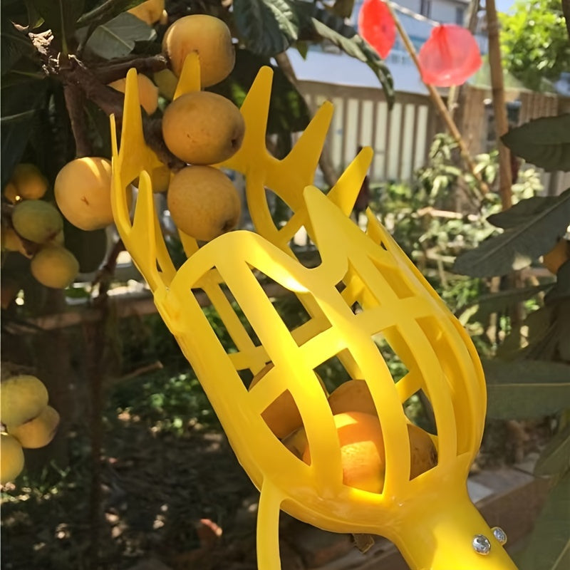 Recogedor de Frutas Reutilizable Ligero con Mango Ergonómico - Herramienta de Cosecha Segura para Alimentos en Polipropileno Amarillo, Ideal para Huertos, Granjas y Jardines Domésticos - Equipo Práctico y Duradero, Diseño Moderno, Construcción Robusta, A