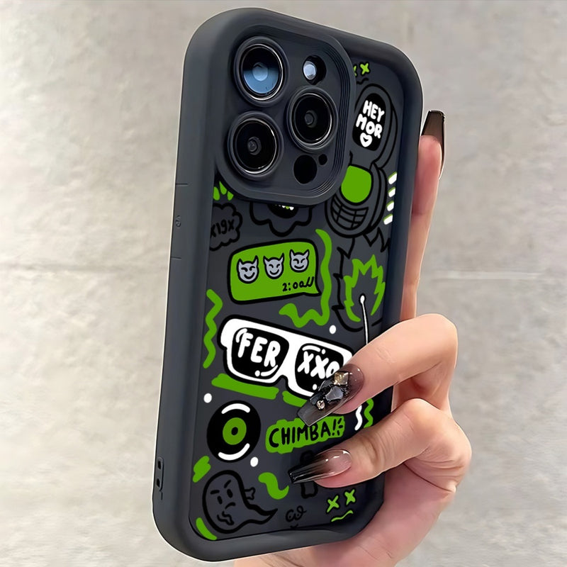 Funda para iPhone 16, 15, 14, 13, 12, 11 Pro Max, Mini, XR, XS, X, 7, 8 Plus, con diseño graffiti Ferxxo, cubierta trasera suave de TPU para protección contra caídas
