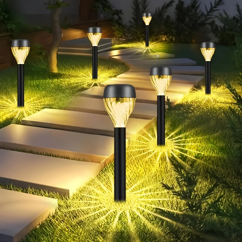 8/10/12pcs Luces de Palo Estilo Nuevo para Exteriores, Luz Cálida LED Proyector para Caminos con Superficie Pulida, Panel Solar y Batería de Níquel Desmontable, Iluminación para Jardines, Patios y Villas