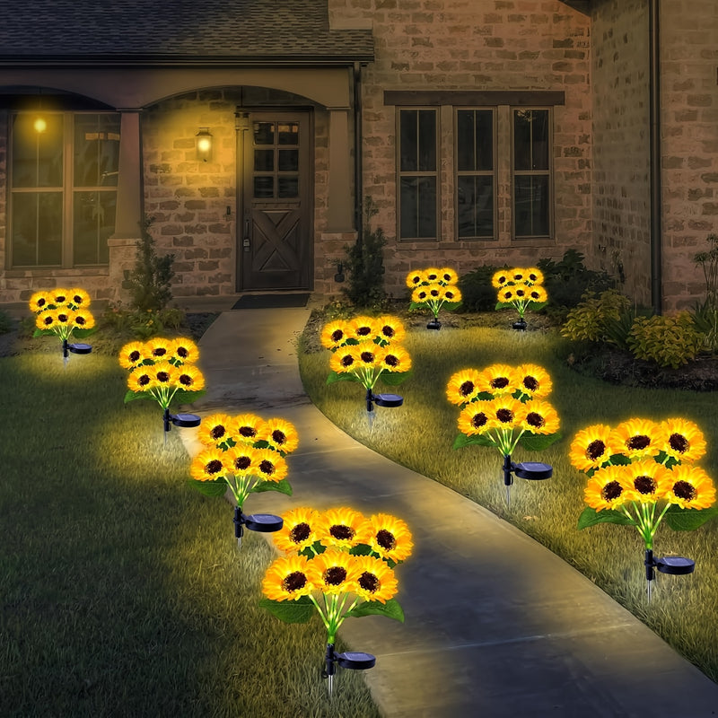 1Paquete/2Paquetes/4Paquetes Luces Solares para Jardín Exterior - Luces Decorativas de Girasol, Impermeables con Encendido/Apagado Automático para Patio y Jardín