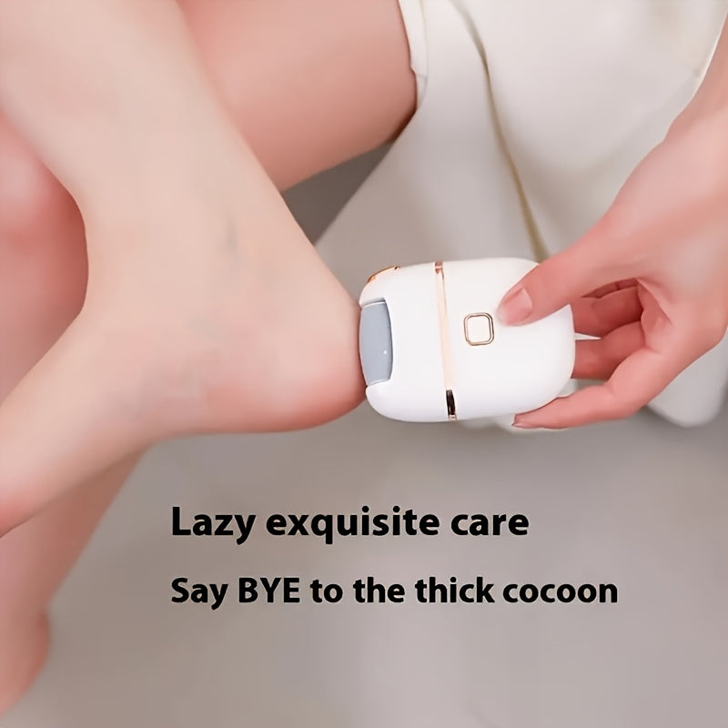 Exfoliador de pies portátil recargable por USB: 2 cabezas de repuesto para pulido de capas gruesas, cuidado fácil para pies secos y agrietados