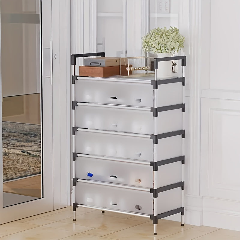 Organizador de zapatos de 6/7 niveles, capacidad para 18-21 pares, estructura de metal resistente con material PP, ahorra espacio para el hogar, dormitorio y pasillo, uso en interiores, ensamblado, almacenamiento multipropósito para zapatos y botas