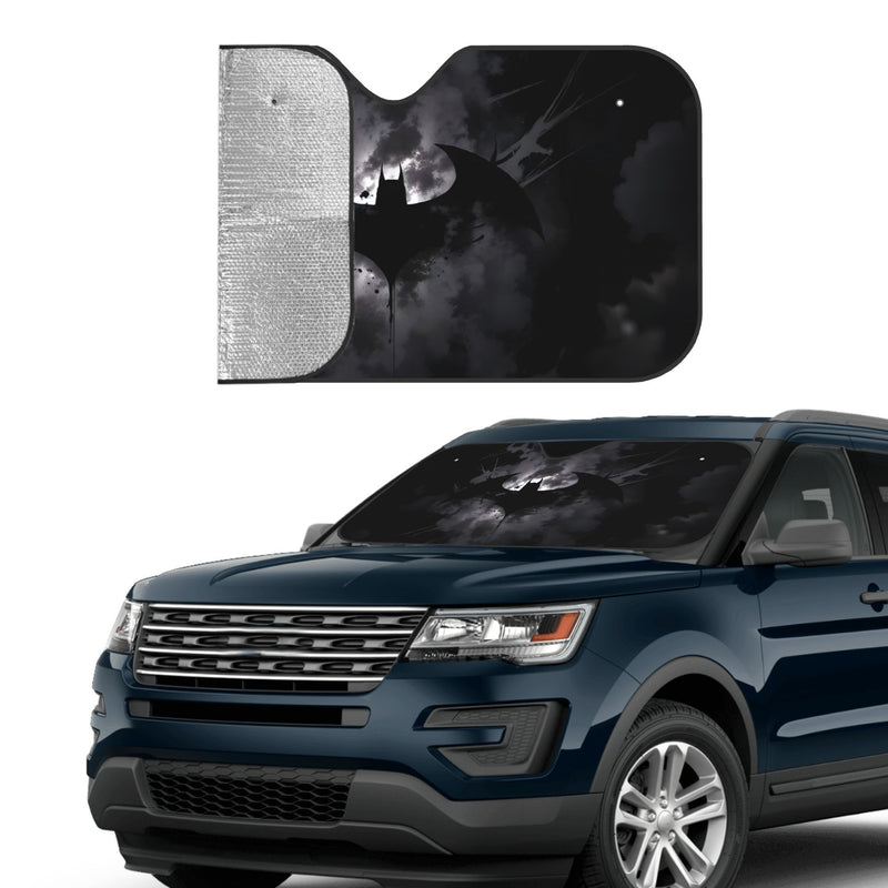 Paraguas solar plegable de Batman de Warner Bros. | Cubierta de parabrisas estilo dibujos animados con material de poliéster | Visera de coche premium con bloqueo de UV | Mantiene la temperatura fresca del habitáculo | Accesorio automotriz unisex (instal