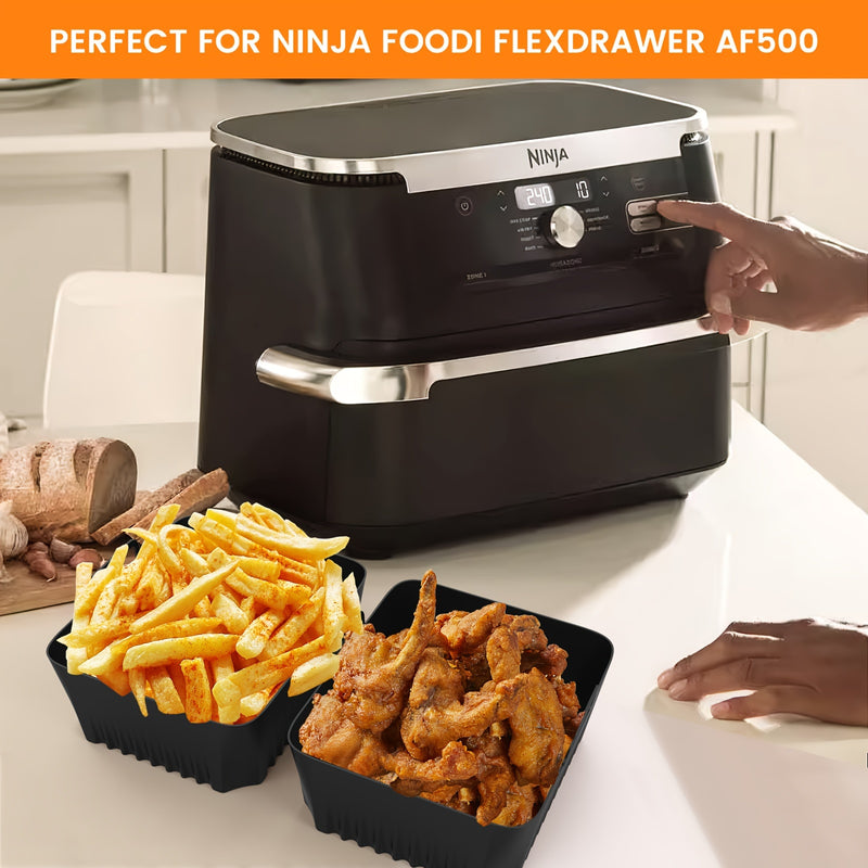 Juego de 3 piezas de fundas para freidor de aire para Ninjaaf500, bandejas de silicona para hornear, resistencia a altas temperaturas, almohadillas de silicona para freidor, reutilizables, accesorios para freidor profundo para cocina y restaurante.