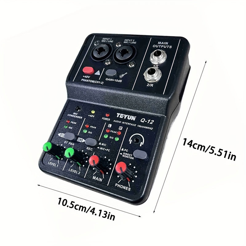 Interfaz de audio USB de 2 canales con enchufe para micrófono, control de volumen y salida de monitor - Tarjeta de sonido plug & play para grabación de computadora, producción de música, estudio en casa, consola de mezcla USB mini, dispositivo de grabaci
