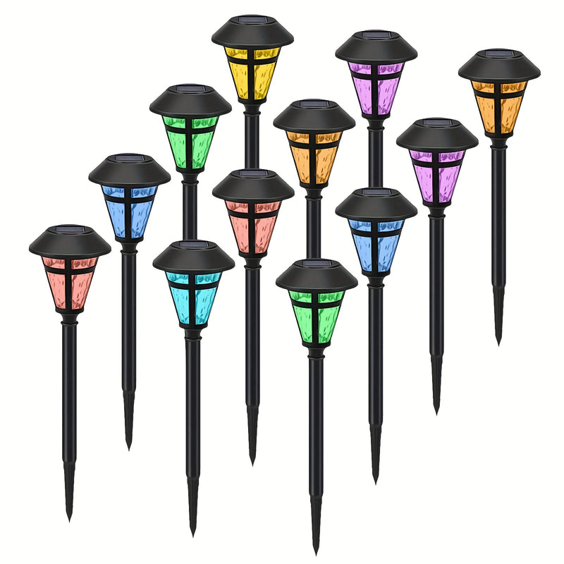 12 Pack Luces de sendero solares al aire libre, impermeables, luces de caminata de jardín, iluminación de paisaje LED Auto On/Off Crepúsculo al amanecer para sendero, acera, césped, patio, jardín
