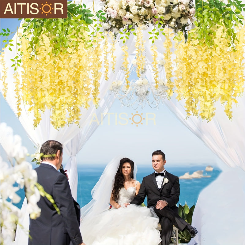 24 piezas de vides artificiales de wisteria, cadeneta colgante de flores de imitación para fiestas de cumpleaños, graduaciones, bodas, decoración de habitaciones, primavera, verano, hogar, Navidad, Acción de Gracias, otoño.