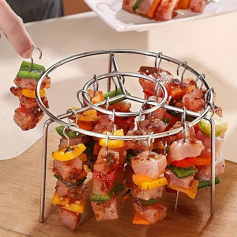 1 Juego de 24 piezas de pinchos de acero inoxidable para freidora de aire, DIY BBQ, para carne y verduras, compatible con freidora de aire de 3.5qt-5.5qt, horno y olla a presión, sin necesidad de voltear, accesorio para freidora