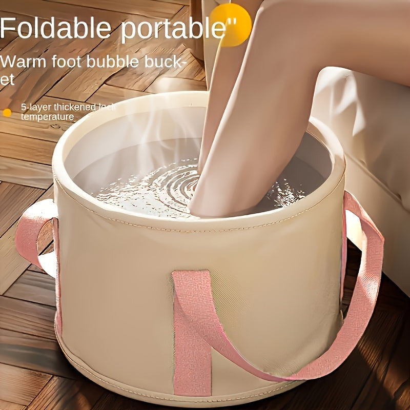 Bañera Plegable Premium para Pie con Capa de Aluminio Integrada - Cubo Portátil Antialérgico de 5 Capas Reforzado, Ideal para Hogar, Viajes y Oficina - Sin Necesidad de Electricidad