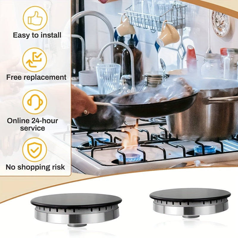 Conjunto de 4 accesorios compatibles para estufas de gas empotradas SABAF, que incluye cubiertas para los quemadores en tamaños: 1 pieza de 55 mm, 2 piezas de 75 mm y 1 pieza de 100 mm.