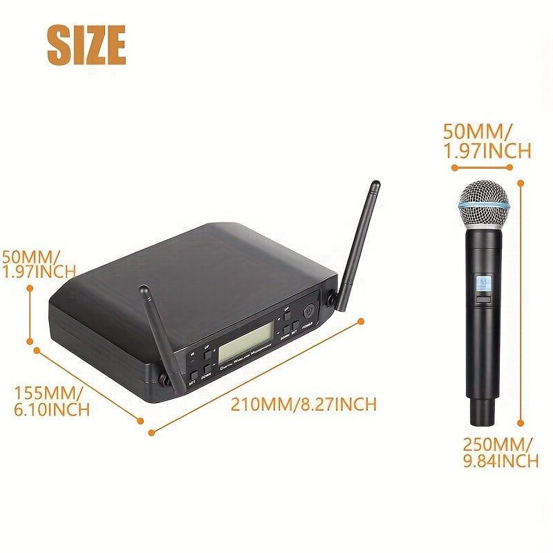 Sistema de Micrófono Inalámbrico Profesional XGeS GLXD4 - Portátil, Doble Antena, Ideal para DJs y Actuaciones En Vivo, Conector de 6.35mm, Enchufe de EE.UU