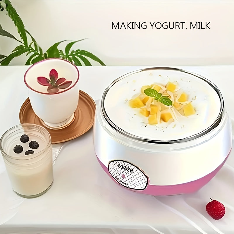 Fabricante de yogur compacto DLY con olla interior de acero inoxidable - Sin batería, enchufe estándar de EE. UU., Ideal para yogur casero y natto, 110V, capacidad de 1,5L, máquina para hacer yogur | Electrodoméstico compacto de cocina | Olla de acero in