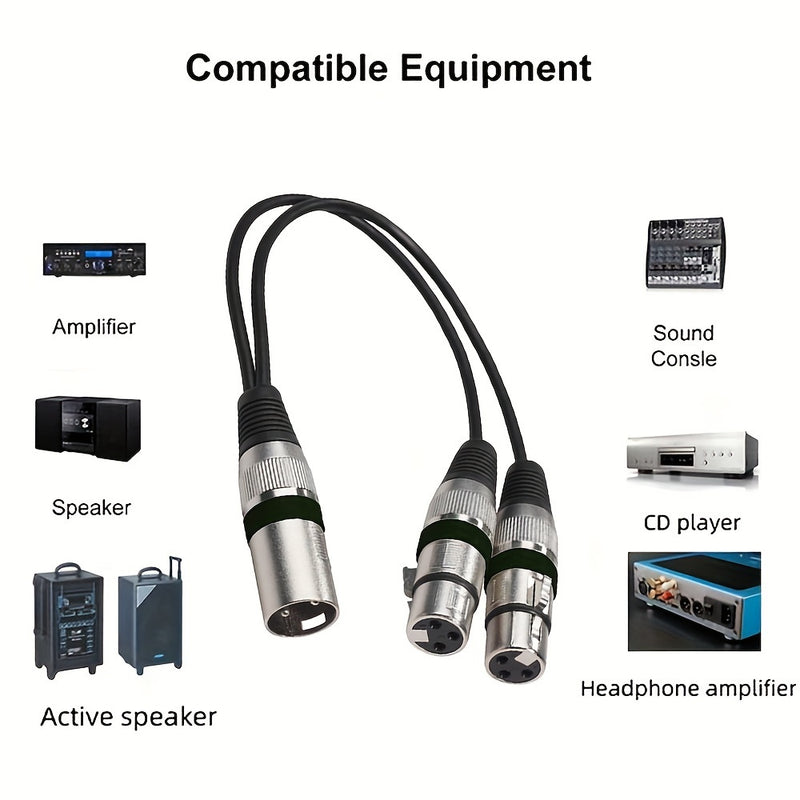 Cable Divisor XLR de Aleación de Zinc Premium - Macho a Hembra, Conector 1-a-2 para Consolas de Mezcla, Micrófonos, Altavoces y Más - Disponible en Rojo, Verde, Azul, Amarillo, Negro