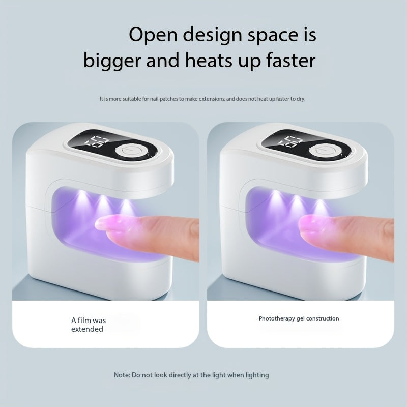 Lámpara de uñas portátil mini, luz de uñas LED recargable por USB - Rápida con pantalla digital, lámpara de esmalte de gel, adecuada para uso en casa y salón, endurecimiento de uñas de gel