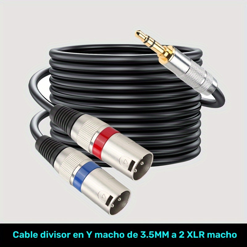 Cable de Audio Macho de 3.5mm a XLR Chapado en Oro Premium - Cobre Puro, Conector Dual XLR para Teléfonos Móviles y Computadoras a Consolas de Mezcla