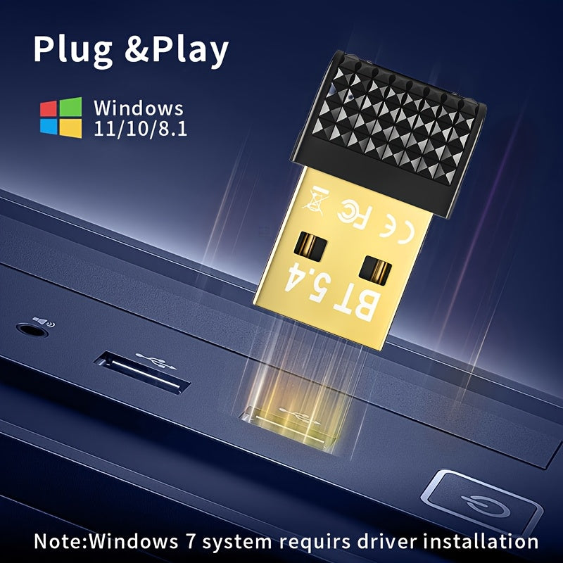 Adaptador Bluetooth USB, Plug & Play para PC, Auriculares, Teclado, Ratón y Altavoces - Compatible con 7 Dispositivos Simultáneamente, Compatibilidad Retrocompatible con BT5.2/5.1/5.0/4.2/4.1/4.0, Bajo Consumo de Energía, Alimentado por USB, Actualizació