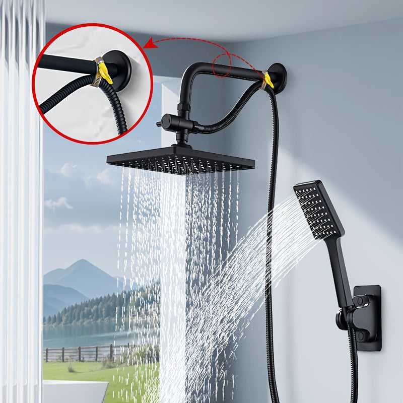Un conjunto de material ABS, cubierta de cabezal de ducha de alto flujo, cabezal de ducha de mano dos en uno, manguera extendida, cabezal de ducha distribuidor de agua de tres vías, cabezal de ducha, accesorios de ducha