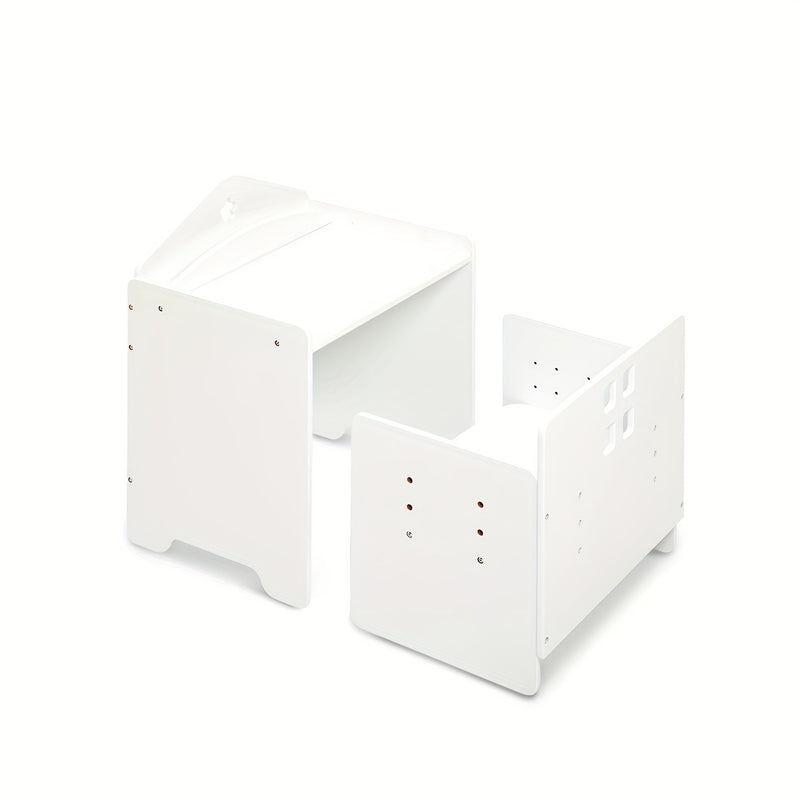 Juego de mesa y sillas soltarabebe, mesa de madera para niños con pizarra negra, sillas ajustables en altura, ideal para dibujar, comer y fácil almacenamiento