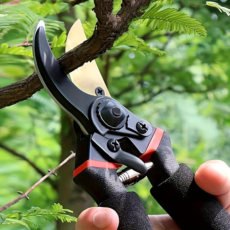 Tijeras de poda de jardín ProGarden Titanium Bypass de 1pc - Tijeras manuales ergonómicas para diestros con hojas de acero aleado ultraafiladas, seguro de bloqueo, agarre antideslizante para recortar setos y jardinería