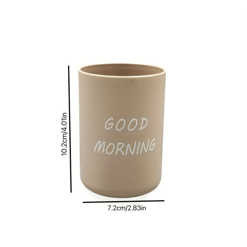 Vasos para cepillos de dientes Good Morning, de plástico simplista para enjuagar, beber, soporte para cepillos de dientes de pareja, vasos para lavarse en casa