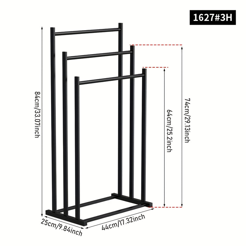 1 pieza, perchero moderno de 3 niveles independiente - Soporte resistente para toallas de baño y piscina, organizador multifuncional que ahorra espacio, para uso en interiores o exteriores, sin necesidad de instalación