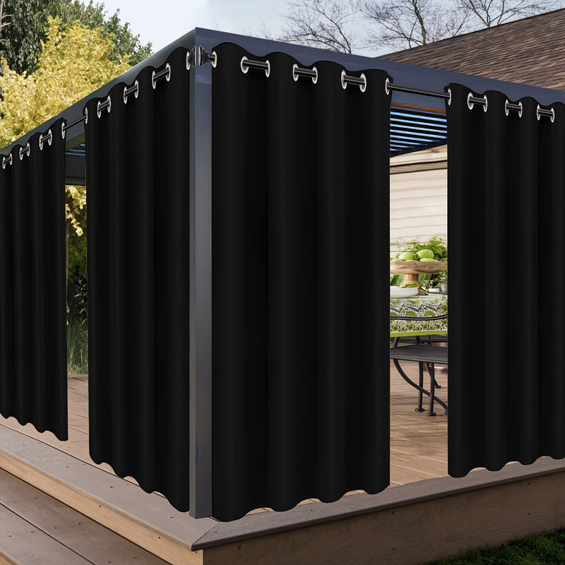 Cortinas para exterior, 2 paneles, premium para privacidad y resistencia al clima, con ojales, ideales para pórticos, pérgolas y cabañas
