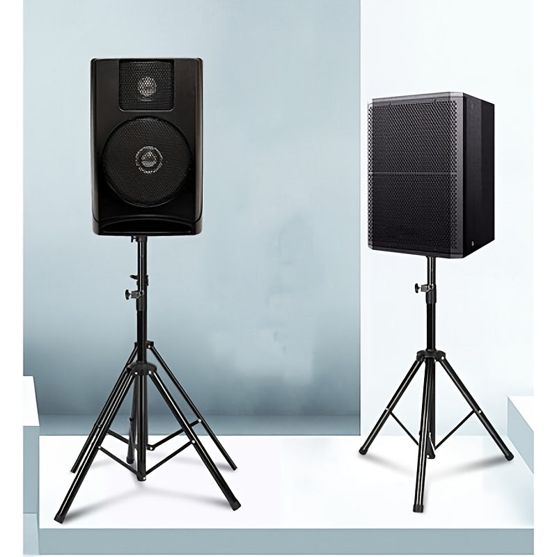 Soporte profesional para altavoces con base de pie y porta tarjetas de metal
