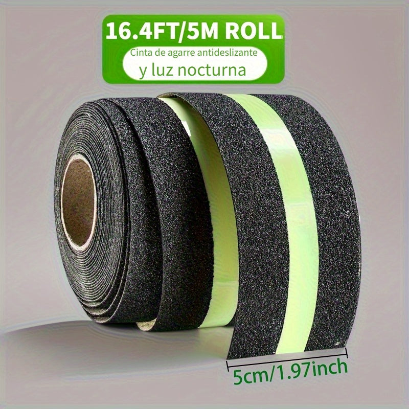 Adhesivo Antideslizante con Fosforescente, Cinta de Tracción para Escaleras y Superficies Resbaladizas - Reduce el Riesgo de Caídas en Interiores o Exteriores, 2 Pulgadas x 16.4 Pies/5cm*5m