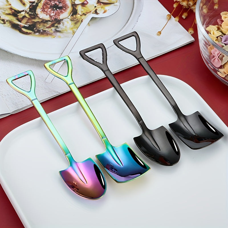 10 cucharas de helado de acero inoxidable - Perfectas para postres, té, café y más - Diseño de pala creativo para uso en casa, cocina y restaurantes
