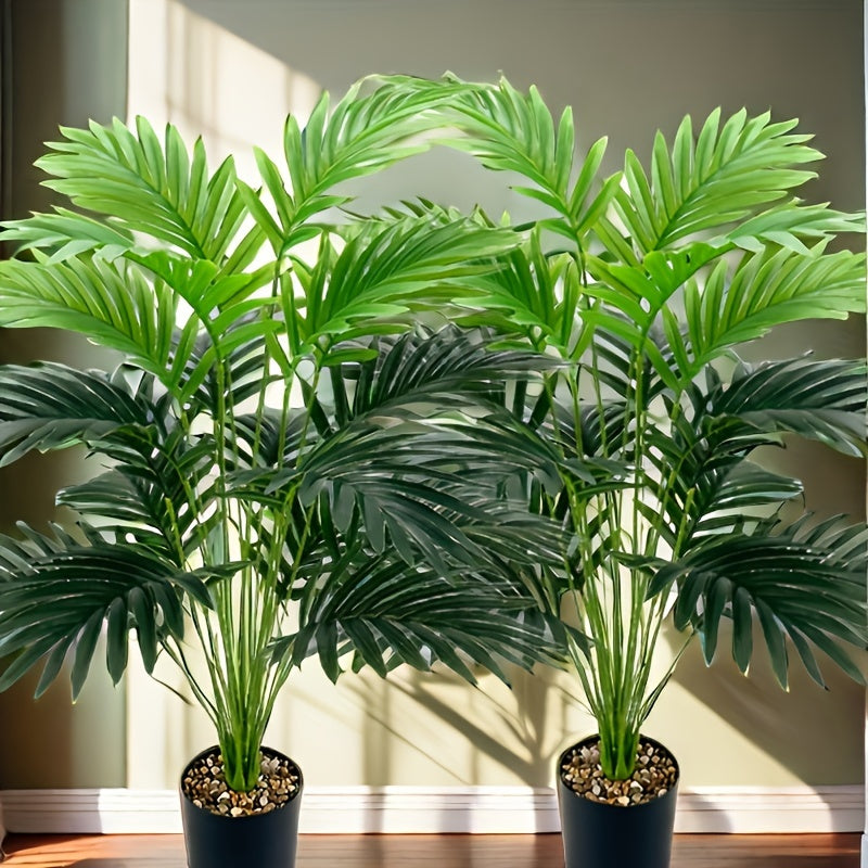 2 piezas de 81,99 pulgadas de palmeras artificiales grandes - Hojas de palma falsas realistas, plástico, decoración interior y exterior, bodas y compromisos, vegetación interior | Estética natural | Plástico duradero
