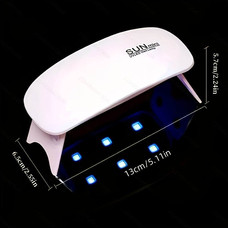 Linterna de Manicura Portátil Mini con 6 Bombillas LED - Rosa y Blanca, Alimentada por USB, Diseño Plegable, Ideal para Pulir Gel y Secar - Elección Perfecta para el Cuidado de Manos y Pies