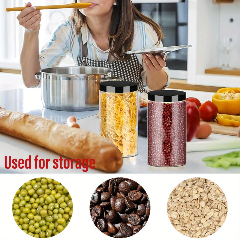 6 piezas de contenedores de plástico transparente de 1000ml con tapa negra para almacenamiento de alimentos