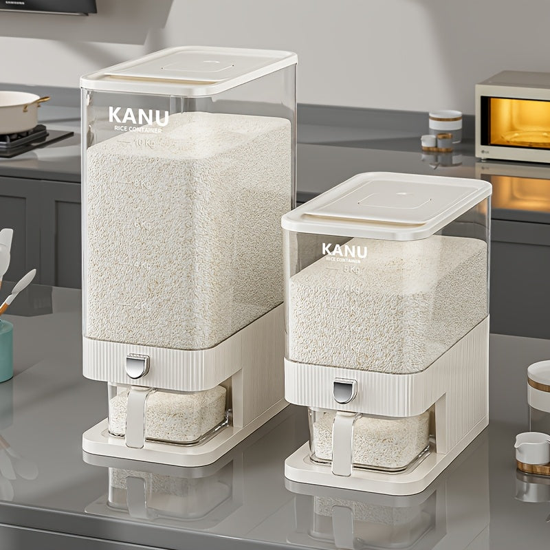 Envase hermético para alimentos de gran capacidad, dispensador de arroz con taza medidora, tarro sellado de 11.34 kg, cubeta para arroz con presión, hermético y resistente a la humedad, contenedor doméstico para arroz, harina y granos varios, plástico
