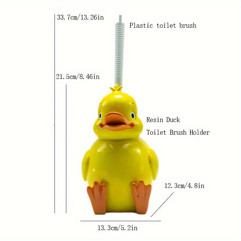 Juego de Cepillo de Baño Ahorra Espacio con Patito y Pingüino con Soporte - Fácil Limpieza, Diseño Compacto para Almacenamiento en el Baño, Mango de Resina Duradero, Idea de Regalo Perfecta