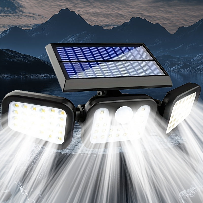 Luces solares LED para pared con sensores de movimiento, luces exteriores y de jardín con 3 modos de iluminación y baterías incluidas