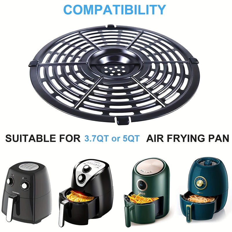 Sartén de repuesto para freidora de aire, apta para freidoras de aire de 3,7 QT, sartén antiadherente de 5 QT con parachoques de goma y cepillo de silicona