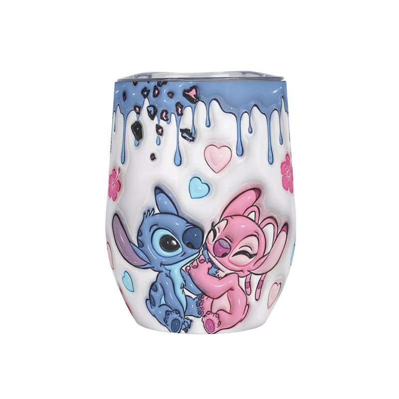 Taza de café aislada de acero inoxidable de 12 onzas, diseño de dibujos animados lindo con flores rosas y pintura gotosa, perfecta para el hogar, al aire libre, camping, cumpleaños, regalo de vacaciones, 1 pieza, taza de viaje para café