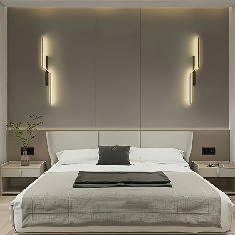 Conjunto de 2 lámparas de pared LED ultradelgadas y elegantes para el ambiente del salón. La moderna lámpara de noche metálica es ideal para la decoración del hogar, dormitorios, hoteles, restaurantes, cafeterías y otros espacios comerciales. Fácil de in