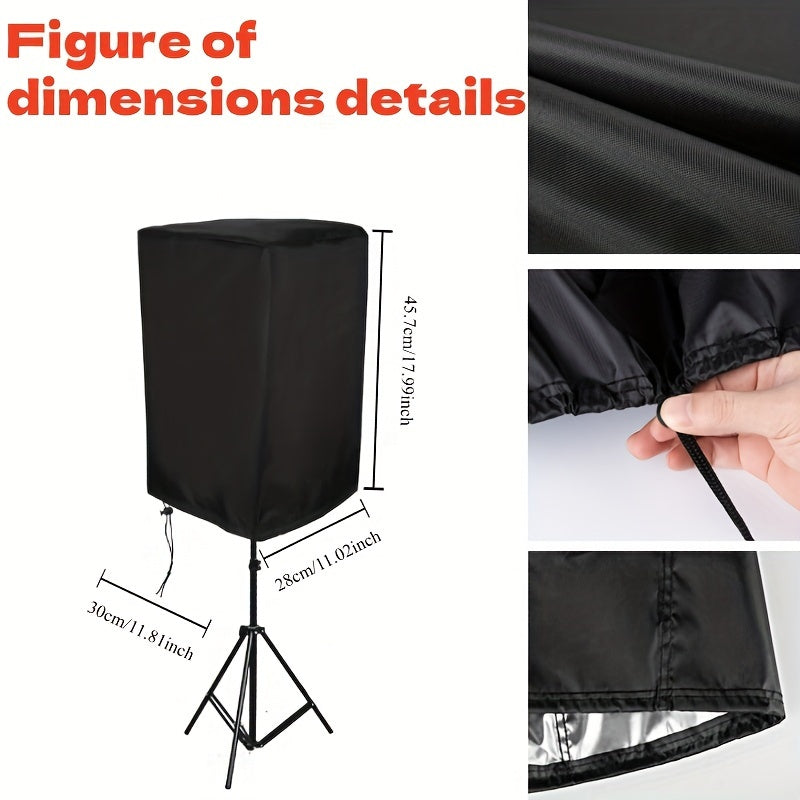 Funda para altavoz Hceng de lona negra resistente - Impermeable y antipolvo, múltiples especificaciones para sistemas de sonido de cine en casa y exteriores, tela Niu Jin, metal, calidad de sonido y larga duración