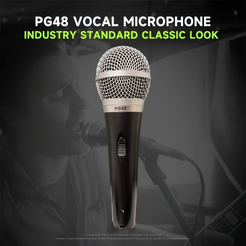 Micrófono de mano X-Duonic PG48 con cable - Alta calidad, duradero, con clip, ideal para KTV, canto y karaoke, fácil de usar, no necesita batería, accesorio de karaoke | Micrófono de sonido dinámico | Micrófono duradero