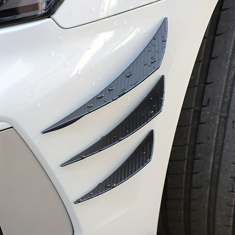 Kit de 6 piezas de alerón con diseño de fibra de carbono, protección para parachoques y decoración de goma para autos