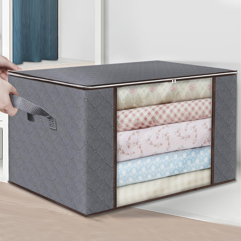 3 unidades de contenedores de almacenamiento plegables de gran capacidad con cierre de cremallera - Material no tejido duradero, ideal para organizar ropa de cama, ropa y artículos para el hogar, Organización del hogar|Contenedores de almacenamiento eleg
