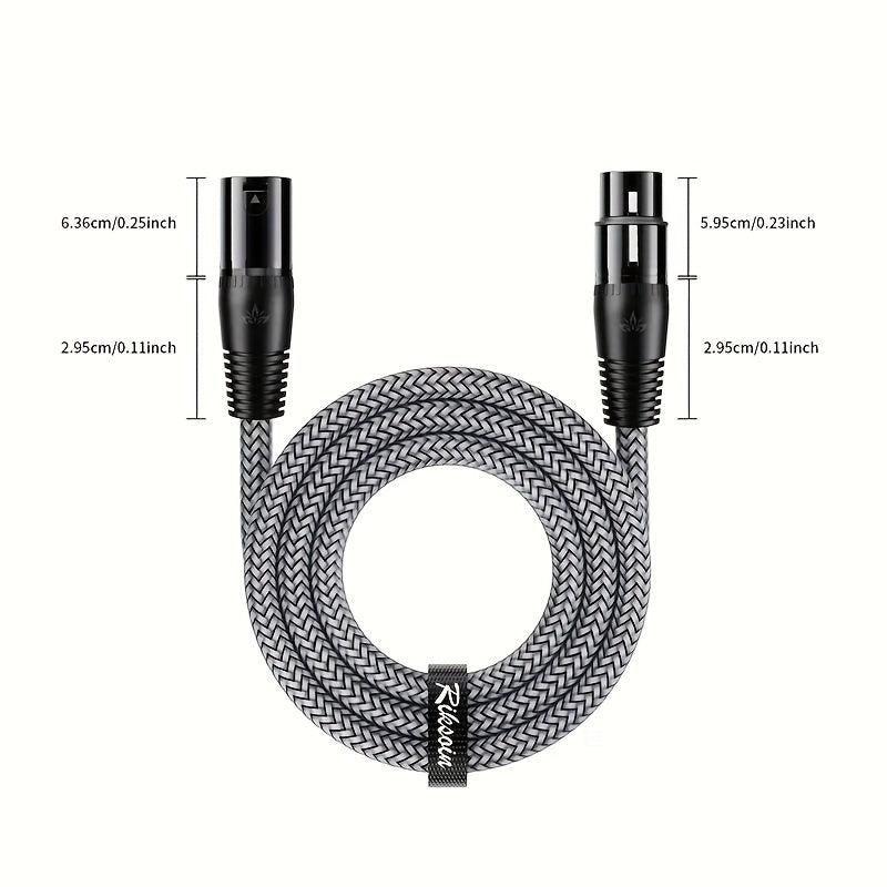 Cable de micrófono XLR masculino a femenino trenzado de nailon, equilibrado de 3 pines, adecuado para micrófonos, sistemas de altavoces, estaciones de radio, estudios de grabación.