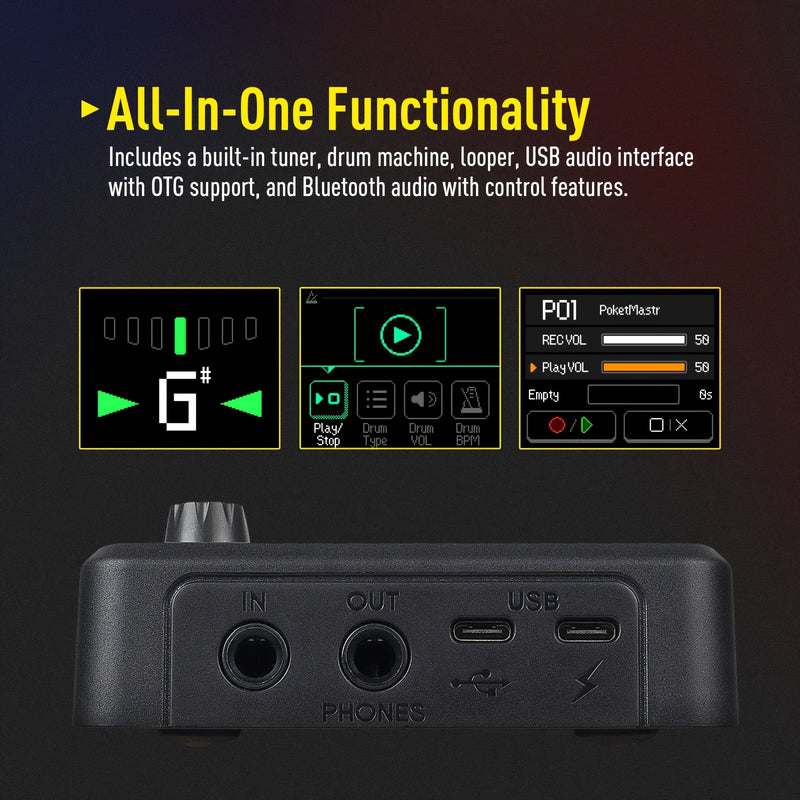 Procesador de efectos múltiples BT de SONICAKE para guitarra - Recargable por USB, simulación de gabinete IR, 6 presets (NR/DRY/FL/HP/IR), diseño compacto rosa con clip de cinturón, ideal para músicas mujeres, pedal de efectos de guitarra, dispositivo mu