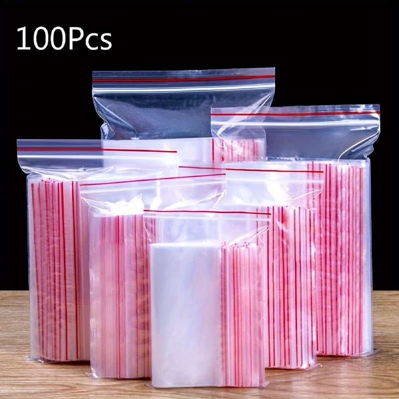 100 bolsas de celofán transparente con cierre hermético, estilo contemporáneo, organizador de almacenamiento para cocina y hogar, material plástico, para canastas, cajas, contenedores y organizadores del hogar