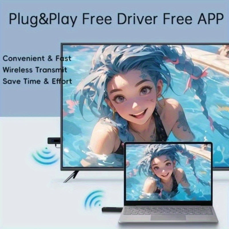 ALYNIC 1080P LED Display Transmisor y receptor de video inalámbrico - Rango de 50M, 8TXs a 1RX, compatible con HDTV, baja latencia 2.4G/5.8G, para cámara, portátil, PC a TV/proyector/monitor, sin batería, modo de alimentación USB, configuración de cámara