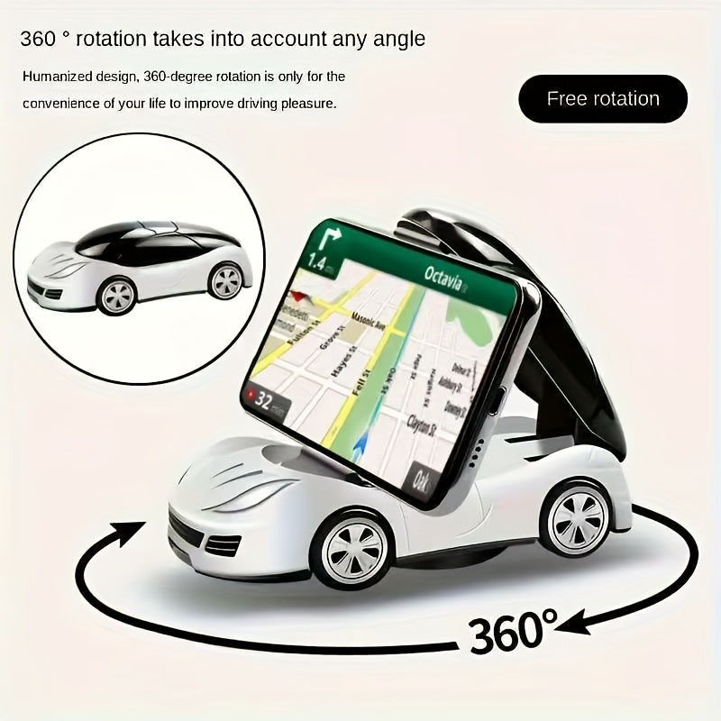 Soporte para Teléfono de Salpicadero Giratorio 360° para Coche - Diseño Plegable, Material ABS, Estilo Deportivo Rojo con Detalles Negros, Compatible con la Mayoría de Vehículos, Soporte para Teléfono en el Coche