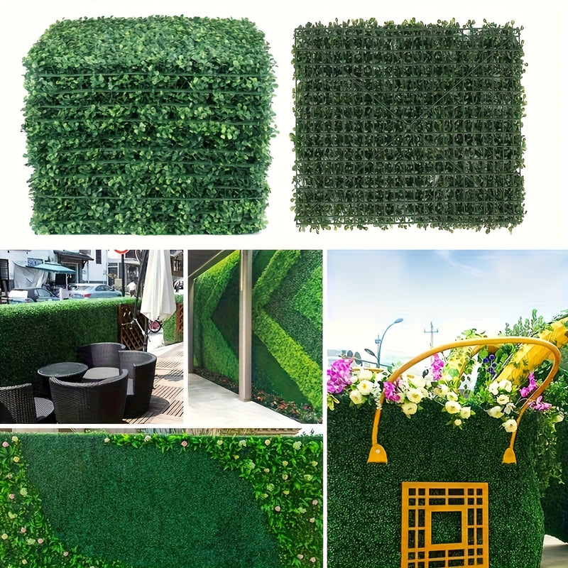 5 piezas de paneles de pared de boj artificial - Verde oscuro plástico, follaje artificial, resistente al tiempo y fácil de instalar, 39,88 cm x 59,94 cm, perfecto para decoración interior y exterior, valla de privacidad, fondo de boda, paisajismo para h